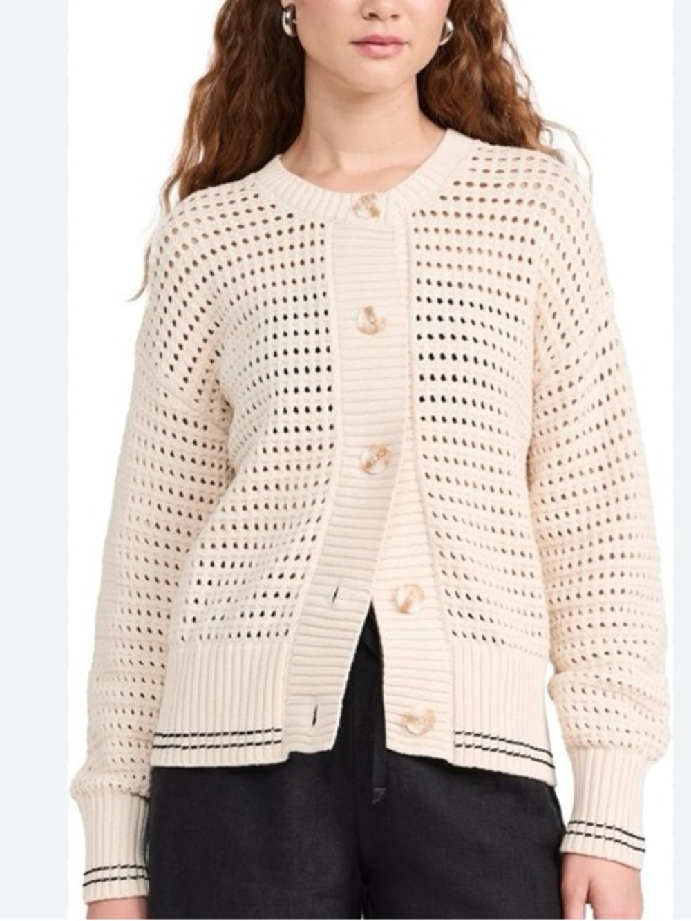 Magaschoni Open Weave Cardigan Sweater